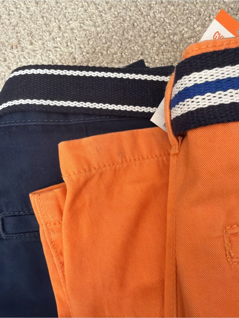 Gymboree Orange and Navy Striped-Belt Shorts Set